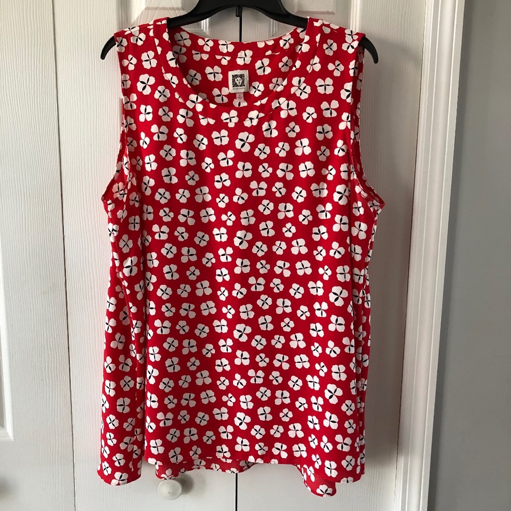 Red and White Sleeveless Womens' Top by Anne Klein XL, EUC